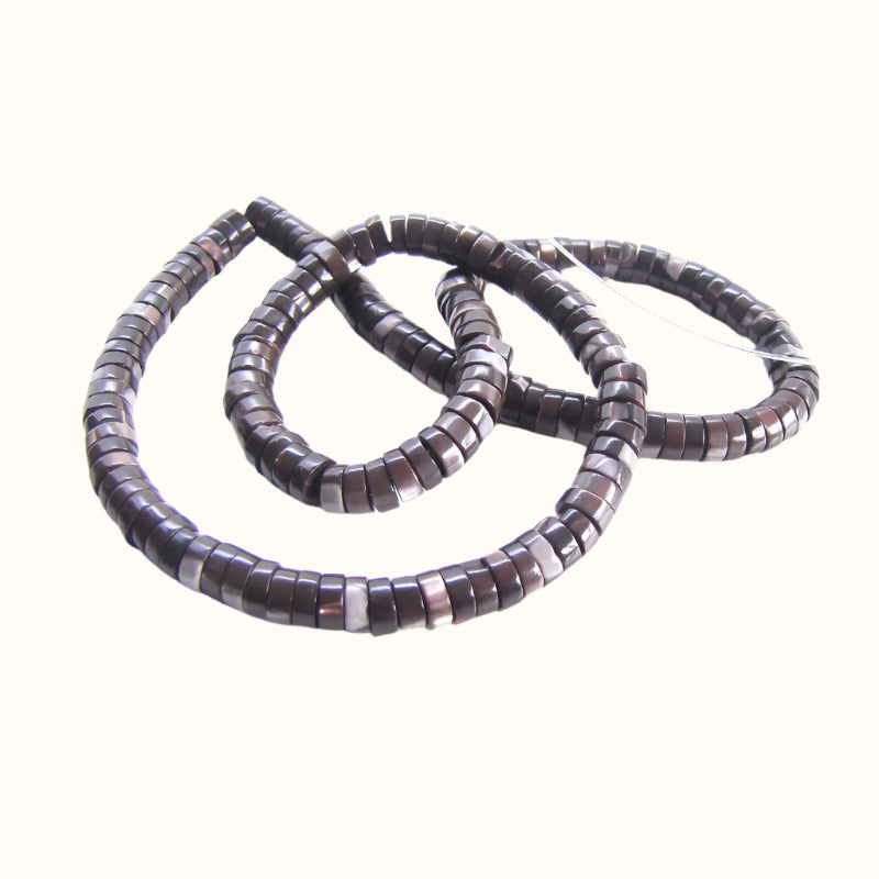 BSTD6 - SHELL BEAD - TROCHUS SMOKED DONUT - 5MM (160PCS) - OCEAN SHELL STUDIOS