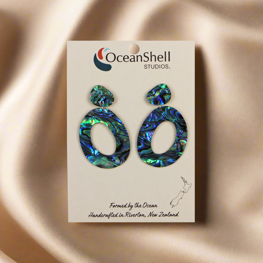 Earrings_0002_Layer-13 - Paua Circle (46*27mm) EARRINGS - TWO PIECE STUD - OCEAN SHELL STUDIOS