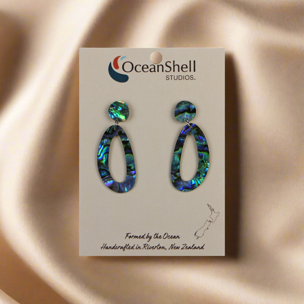 Earrings_0004_Layer-11 - Paua Oval (18*43mm) EARRINGS - TWO PIECE STUD - OCEAN SHELL STUDIOS