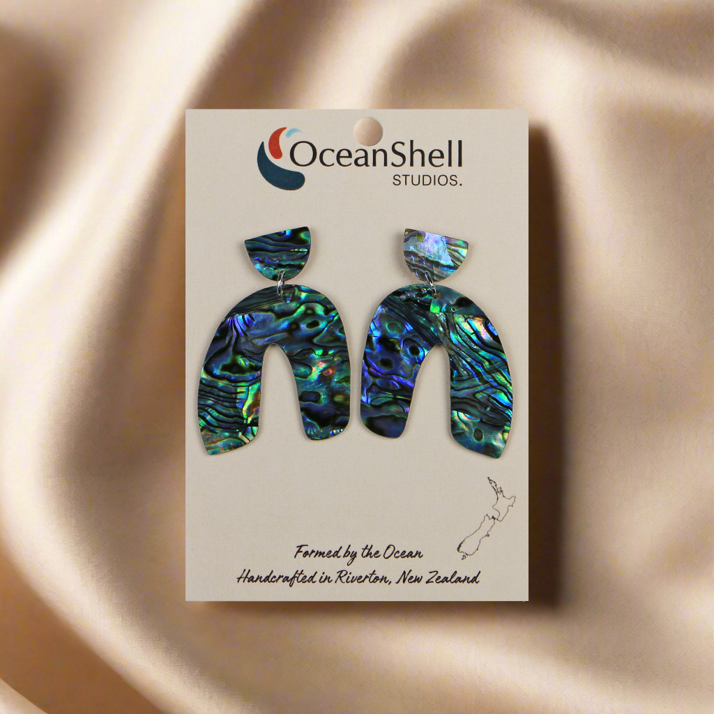 Earrings_0004_Layer-12 - Paua Arch (31*45mm) EARRINGS - TWO PIECE STUD - OCEAN SHELL STUDIOS