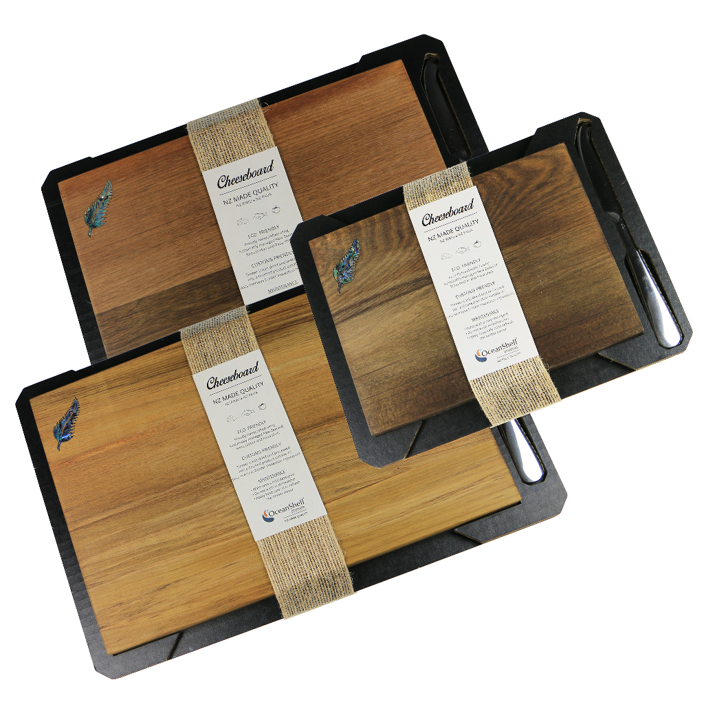 Fern_Cheeseboard_3 - RIMU CHEESE BOARD FERN - WITH KNIFE - OCEAN SHELL STUDIOS