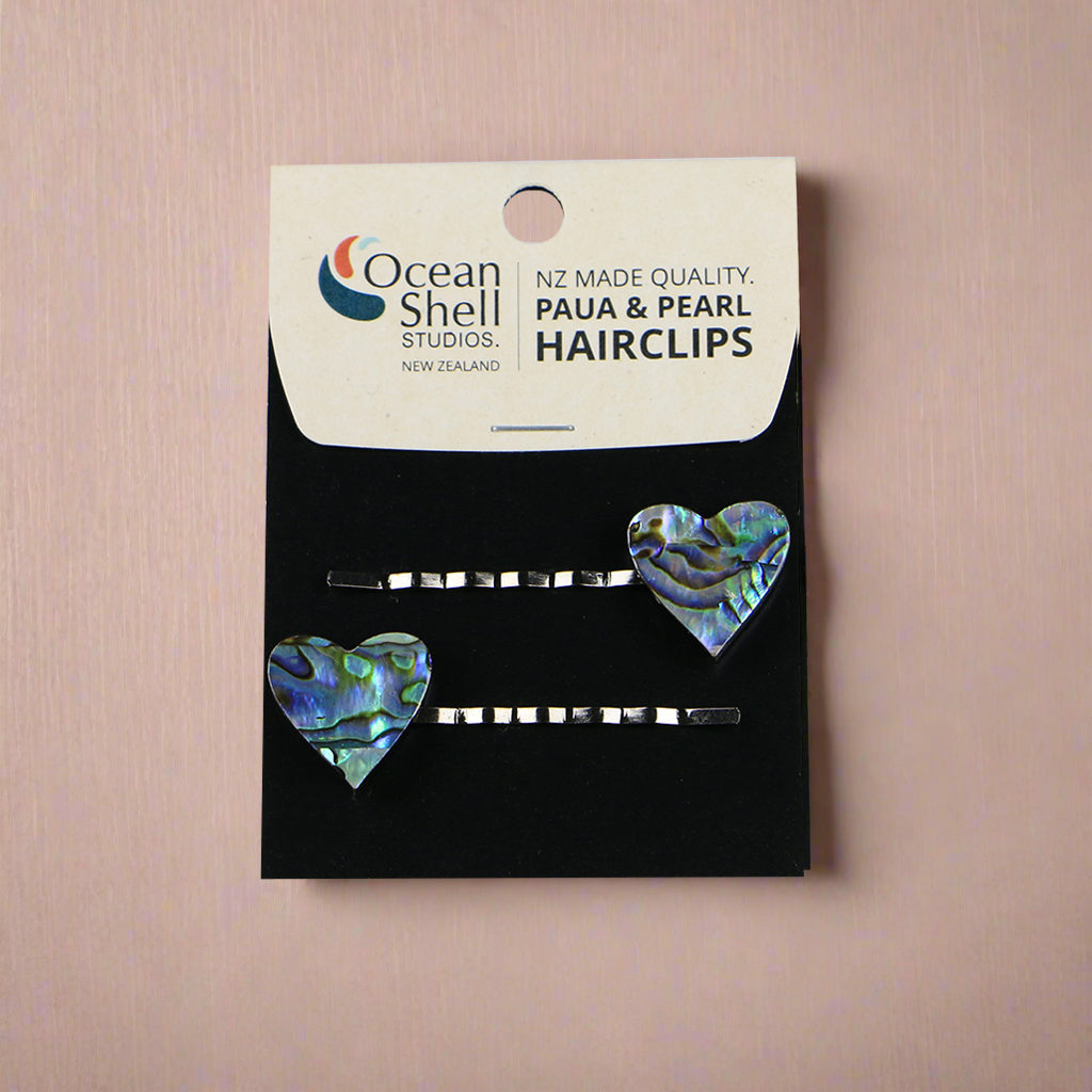 Hairclip_1 - PAUA HEART HAIR CLIP - 2 PACK - OCEAN SHELL STUDIOS