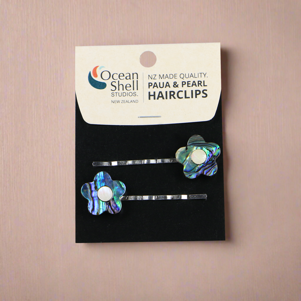Hairclip_4 - PAUA FLOWER HAIR CLIP - 2 PACK - OCEAN SHELL STUDIOS