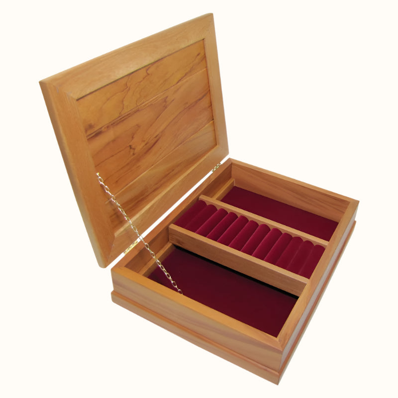 JB3BU - Burgundy Deluxe JEWELLERY BOXES - OCEAN SHELL STUDIOS