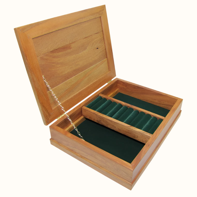 JB3G - Forest Green Deluxe JEWELLERY BOXES - OCEAN SHELL STUDIOS