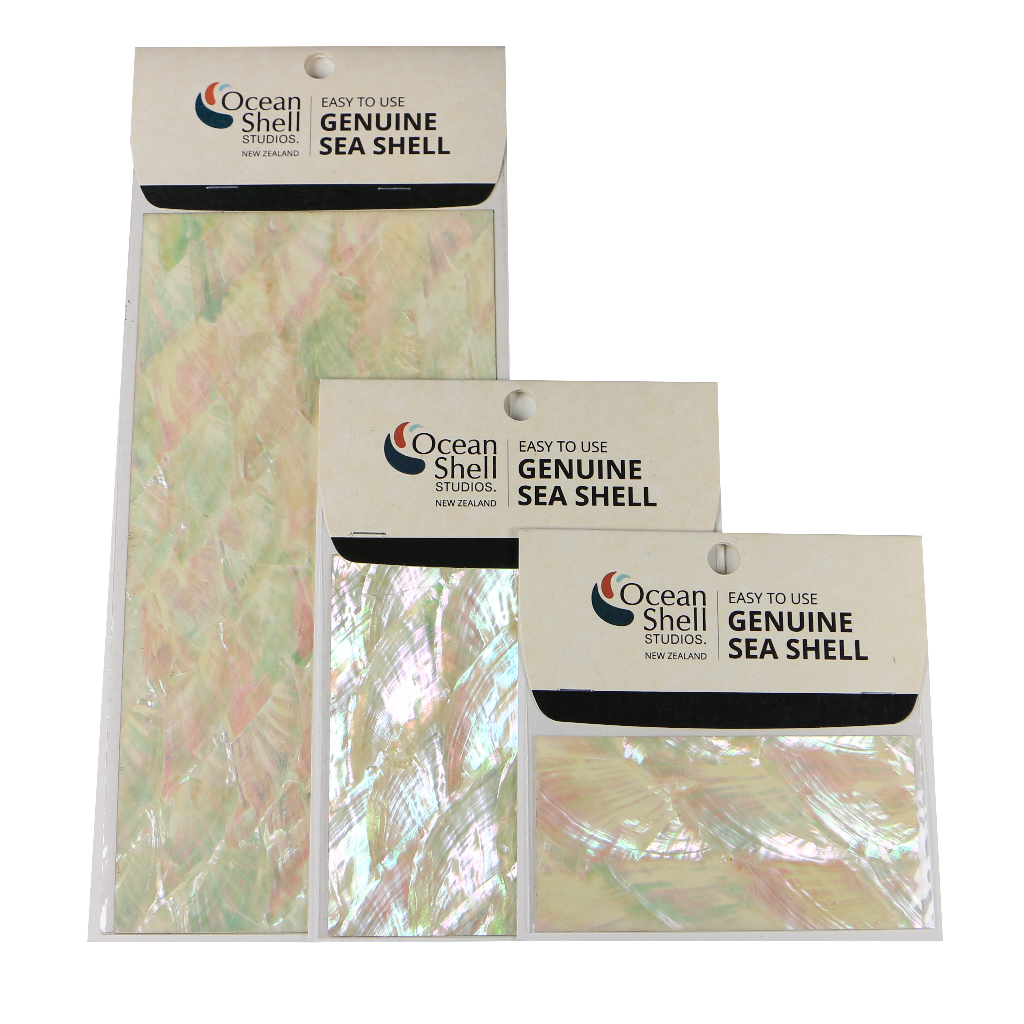 LAP50P - RETAIL READY - SHELL VENEER COATED - ABALONE PEARL NATURAL - OCEAN SHELL STUDIOS