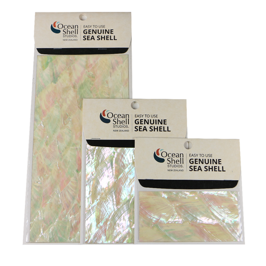 LAP50P - RETAIL READY - SHELL VENEER COATED - ABALONE PEARL NATURAL - OCEAN SHELL STUDIOS
