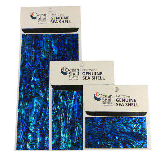 LBT50P - RETAIL READY - SHELL VENEER COATED - PAUA BLUE SAPPHIRE - OCEAN SHELL STUDIOS