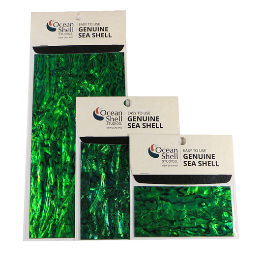 LGT50P - RETAIL READY - SHELL VENEER COATED - PAUA EMERALD GREEN - OCEAN SHELL STUDIOS