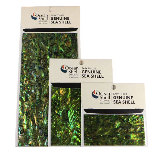 LLPT50P - RETAIL READY - SHELL VENEER COATED - PAUA PERIDOT GREEN - OCEAN SHELL STUDIOS