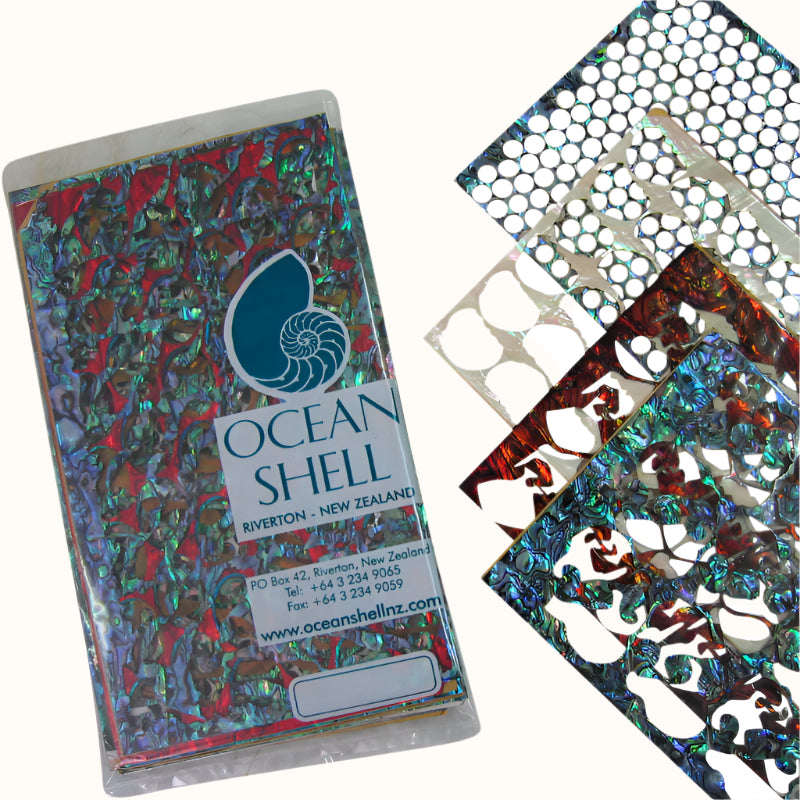 LOFF - SHELL VENEER COATED - PAUA VENEER OFFCUTS - OCEAN SHELL STUDIOS