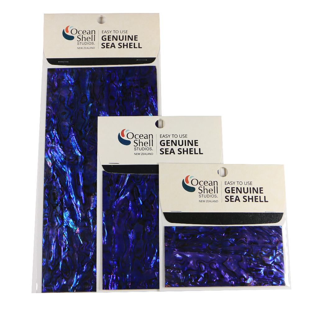 LPUT50P - RETAIL READY SHELL VENEER COATED - PAUA ROYAL PURPLE - OCEAN SHELL STUDIOS