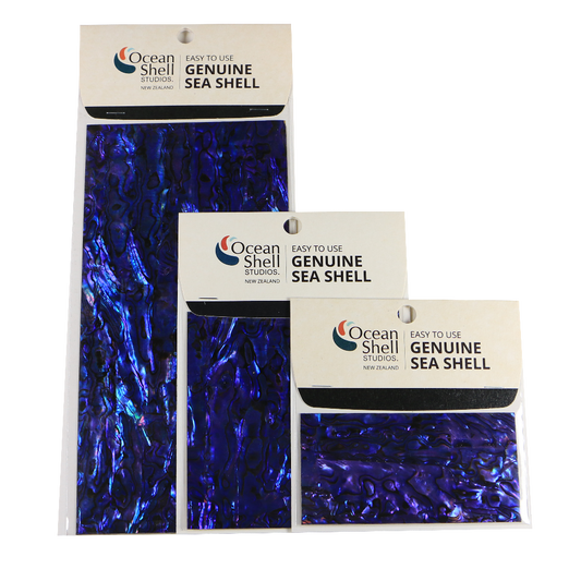 LPUT50P - RETAIL READY SHELL VENEER COATED - PAUA ROYAL PURPLE - OCEAN SHELL STUDIOS