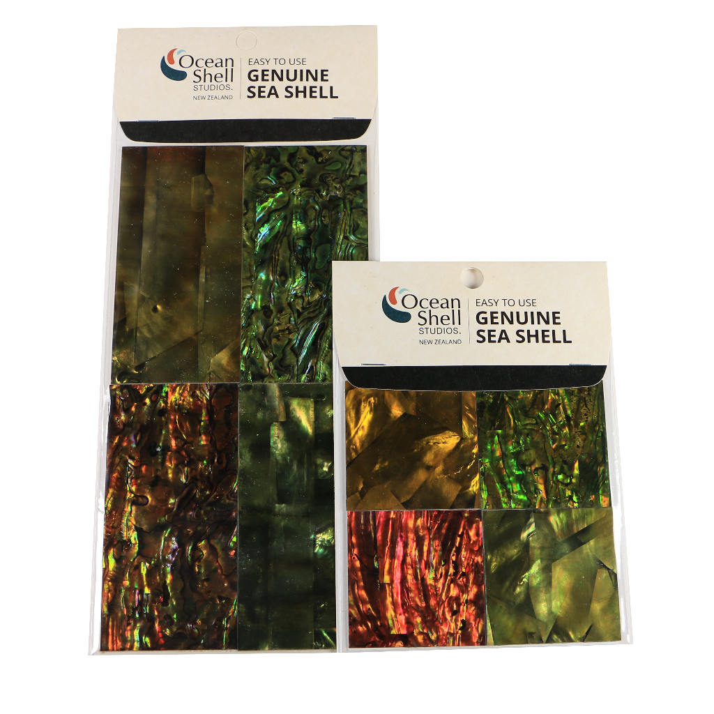 LTA4 - SHELL VENEER COATED - AUTUMN TINTS - OCEAN SHELL STUDIOS