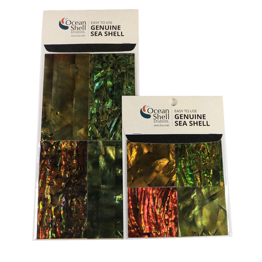 LTA4 - SHELL VENEER COATED - AUTUMN TINTS - OCEAN SHELL STUDIOS