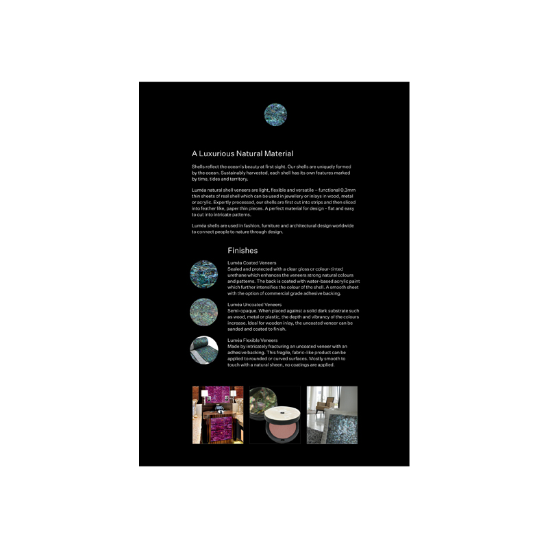 LUMEA-BROCH_3 - LUMEA - SHELL VENEER BROCHURE - OCEAN SHELL STUDIOS