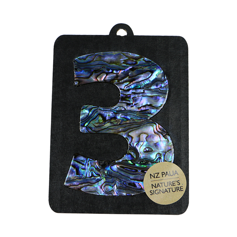 NPN3 - 3 - THREE PAUA VENEER NUMBERS - OCEAN SHELL STUDIOS