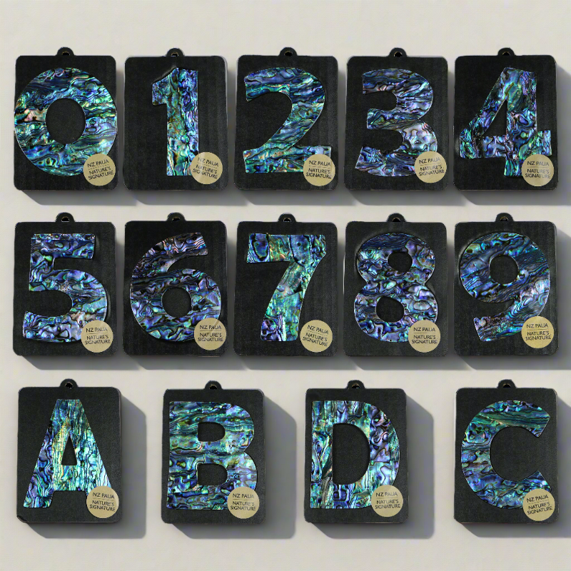 NPN_Letterbox_Number_Set - PAUA VENEER NUMBERS - OCEAN SHELL STUDIOS