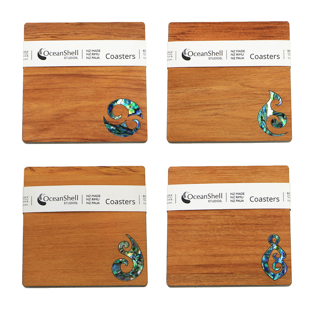 NPRCOH4B_SET - Our Heritage PAUA AND RIMU COASTER - SETS - OCEAN SHELL STUDIOS