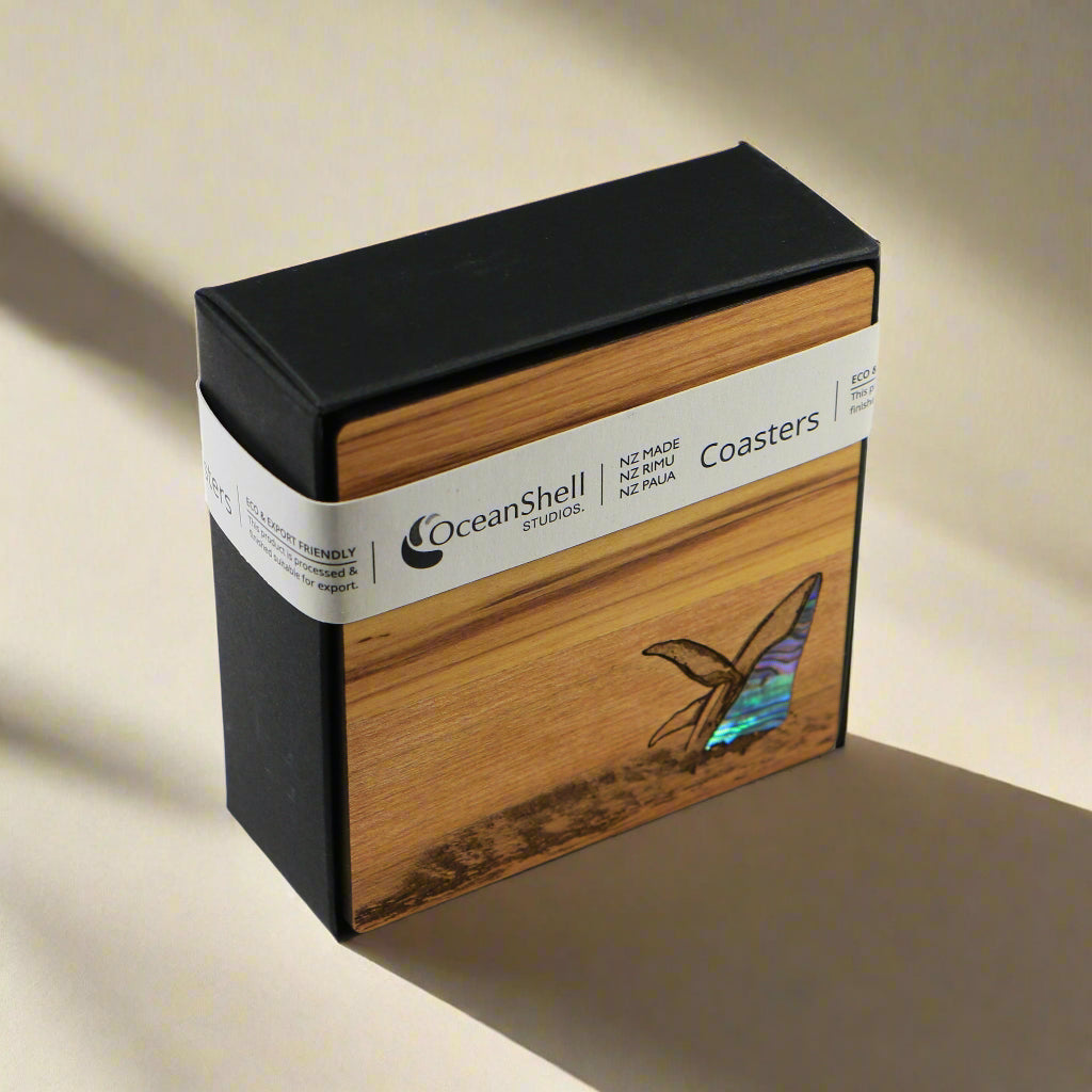 NPRCSL4B - PAUA AND RIMU COASTER - SETS - OCEAN SHELL STUDIOS