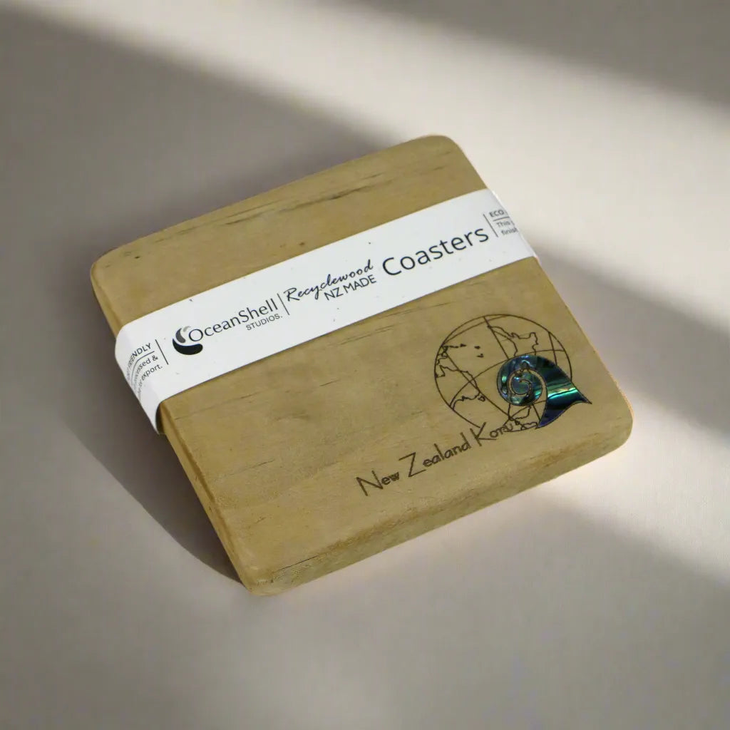 NRWCGKO1 - Global Koru GLOBAL COASTER RECYCLEWOOD - OCEAN SHELL STUDIOS