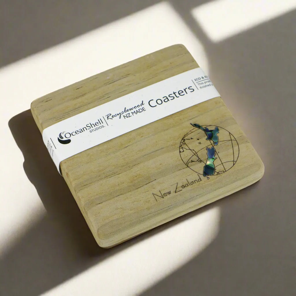 NRWCGM1 - Global Map GLOBAL COASTER RECYCLEWOOD - OCEAN SHELL STUDIOS