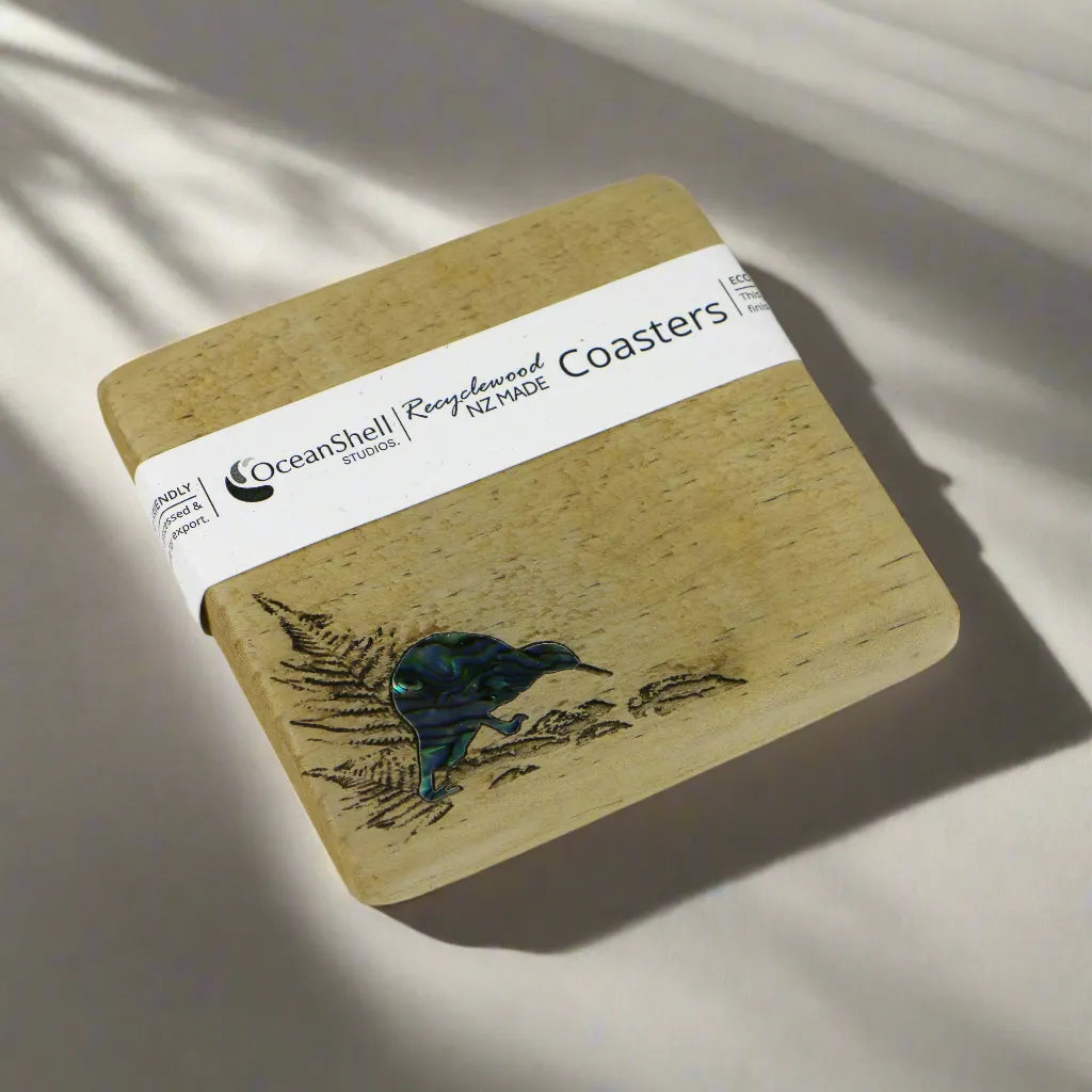 NRWCK - Kiwi COASTER RECYCLEWOOD - OCEAN SHELL STUDIOS