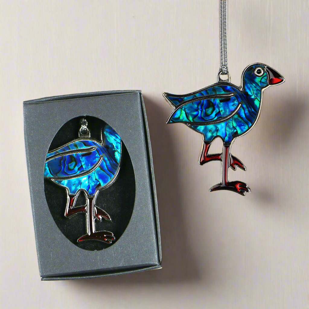 NSMP - BLUE PUKEKO PAUA DECORATIONS SINGLE - OCEAN SHELL STUDIOS