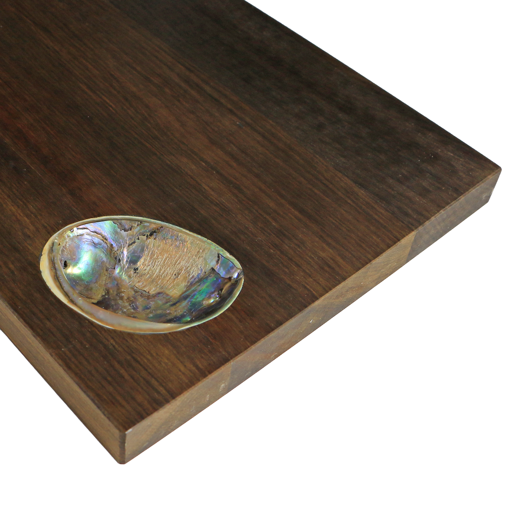 SHELL_Cheeseboard - CHEESE BOARD - RIMU - SMALL PAUA SHELL - OCEAN SHELL STUDIOS