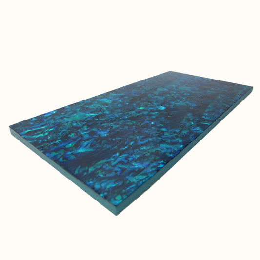 TB100 - 200x100mm SHELL VENEER TILE PAUA BLUE SAPPHIRE - OCEAN SHELL STUDIOS