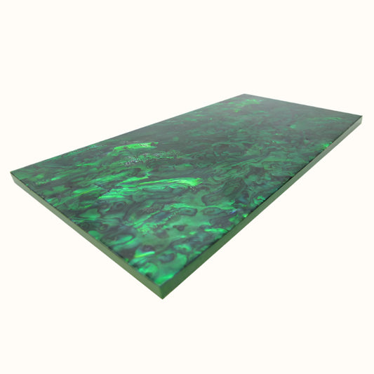 TG100 - 200x100mm SHELL VENEER TILE PAUA EMERALD GREEN - OCEAN SHELL STUDIOS