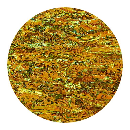 VCPIY200 - RETAIL READY - SHELL VENEER COATED - PAUA IMPERIAL YELLOW - OCEAN SHELL STUDIOS