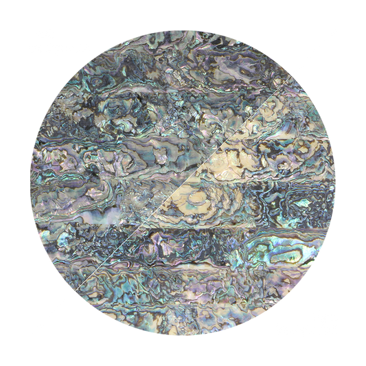 VUMGH240_2 - SHELL VENEER UNCOATED - MEXICAN ABALONE GREEN HEART - OCEAN SHELL STUDIOS