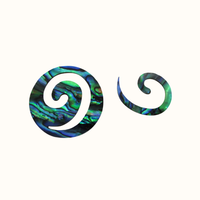 ZSPKS - Small 28mm GLOSS PAUA VENEER SHAPE - KORU - OCEAN SHELL STUDIOS