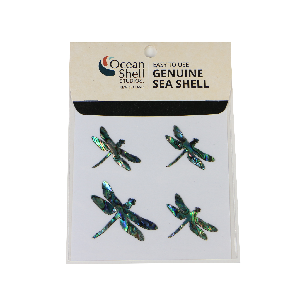 ZTPDF - THEME SET - PAUA STICKERS - DRAGONFLY (4PCS) - OCEAN SHELL STUDIOS