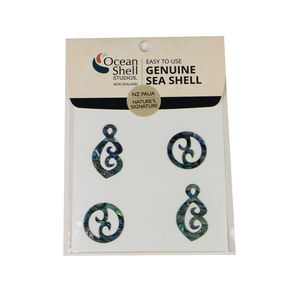 ZTPDK - THEME SET - PAUA STICKERS - DOUBLE KORU (4PCS) - OCEAN SHELL STUDIOS