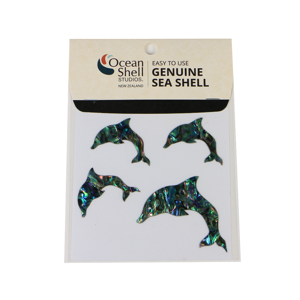 ZTPDP - THEME SET - PAUA STICKERS - DOLPHIN (4PCS) - OCEAN SHELL STUDIOS