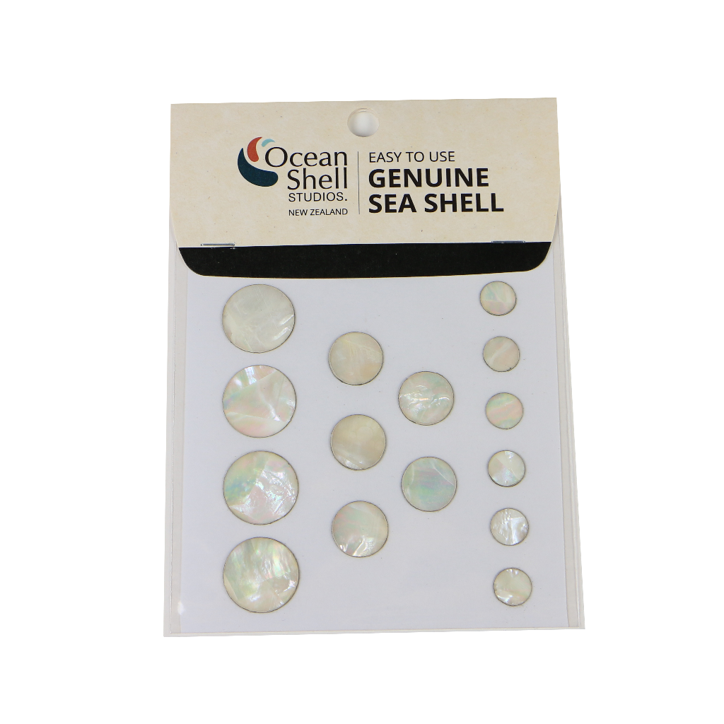 ZTWC - THEME SET - MOTHER OF PEARL STICKERS - CIRCLE (15PCS) - OCEAN SHELL STUDIOS