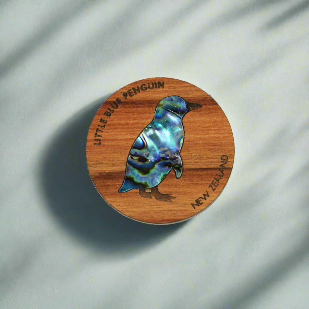 penguin - Little Blue Penguin PAUA RIMU MAGNET - OCEAN SHELL STUDIOS