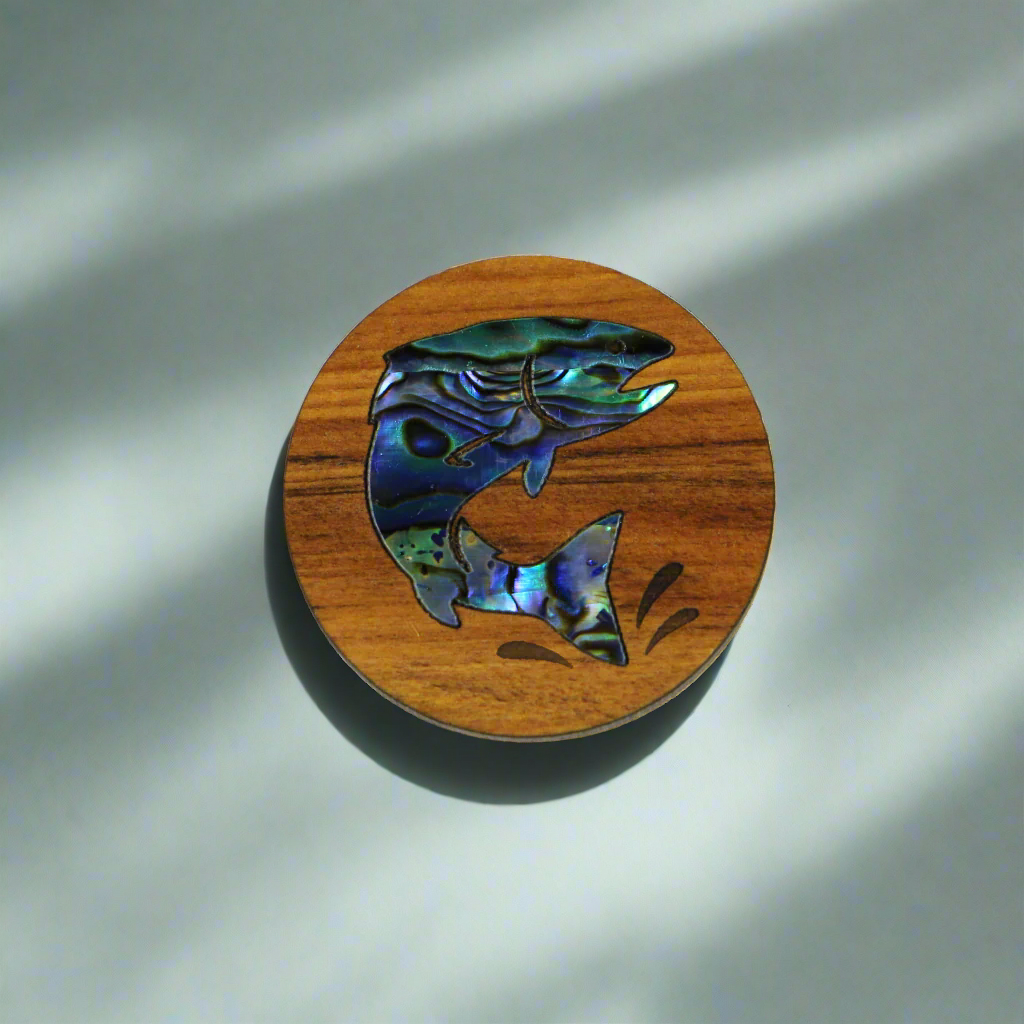 salmon_magnet - Salmon PAUA RIMU MAGNET - OCEAN SHELL STUDIOS