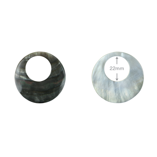 BBCOCCT45_2 - BMOP - CIRCLE OFFSET HOLE - NATURAL CURVE, CLEAN BACK, TUMBLED POLISHED - OCEAN SHELL STUDIOS