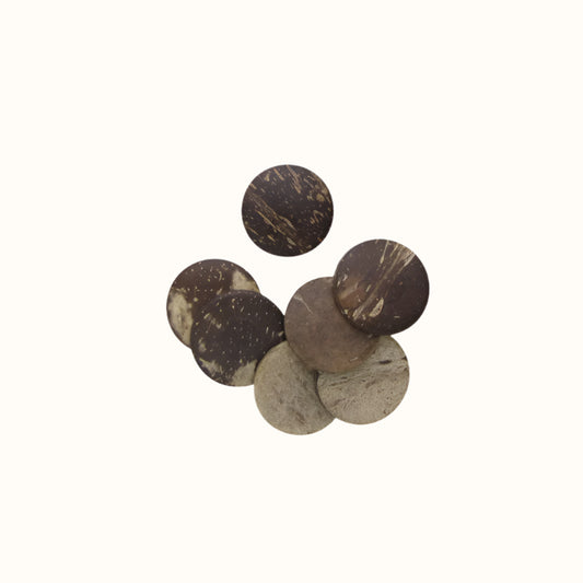 BCCCGT35 - SHELL BLANK COCONUT - CIRCLE - NATURAL CURVE, GROUND BACK, TUMBLED POLISHED - OCEAN SHELL STUDIOS