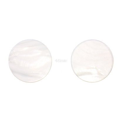 BFCFCT45_2 - 45mm (12pcs) F/W MOP - CIRCLE - FLAT, CLEAN BACK, TUMBLED POLISHED - OCEAN SHELL STUDIOS