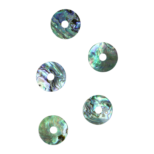 BPCCCCT35 - PAUA - CIRCLE CENTERED HOLE - NATURAL CURVE, CLEAN BACK, TUMBLED POLISHED - OCEAN SHELL STUDIOS