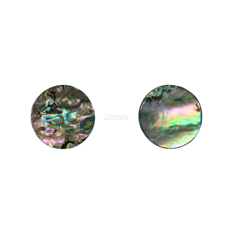 BPCCGT28_2 - 28mm (12pcs) PAUA - CIRCLE - NATURAL CURVE, GROUND BACK, TUMBLED POLISHED - OCEAN SHELL STUDIOS