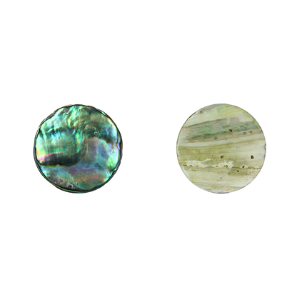 BPCCGT35_2 - 35mm (12pcs) PAUA - CIRCLE - NATURAL CURVE, GROUND BACK, TUMBLED POLISHED - OCEAN SHELL STUDIOS