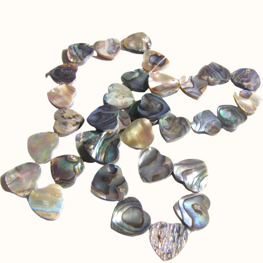 BPH - SHELL BEAD - PAUA HEART SHAPE - 12MM (34 PCS) - OCEAN SHELL STUDIOS