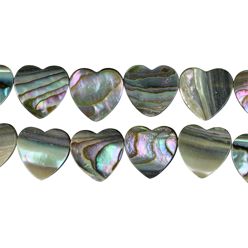 BPH_2 - SHELL BEAD - PAUA HEART SHAPE - 12MM (34 PCS) - OCEAN SHELL STUDIOS