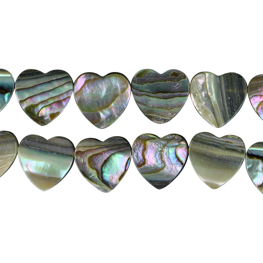 BPH_2 - SHELL BEAD - PAUA HEART SHAPE - 12MM (34 PCS) - OCEAN SHELL STUDIOS