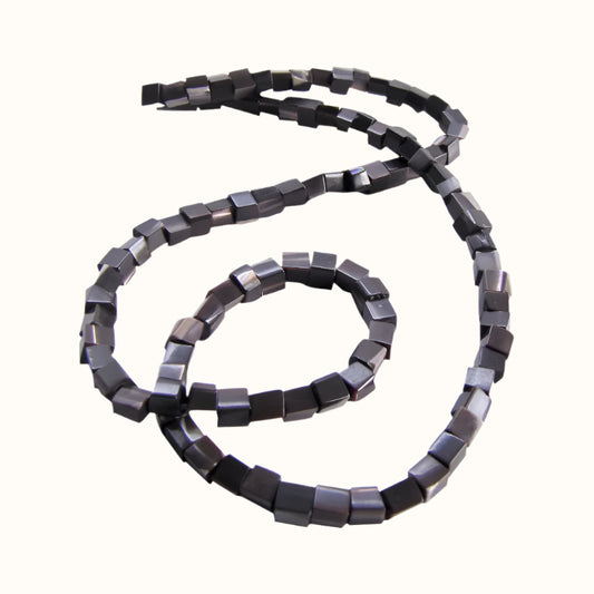 BSTC4 - SHELL BEAD - TROCHUS SMOKED CUBE - 4MM (100PCS) - OCEAN SHELL STUDIOS